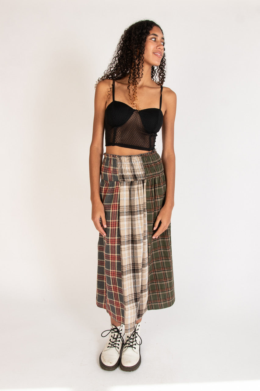 Patchwork Flannel Maxi Skirt