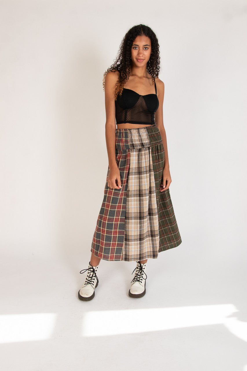 Patchwork Flannel Maxi Skirt