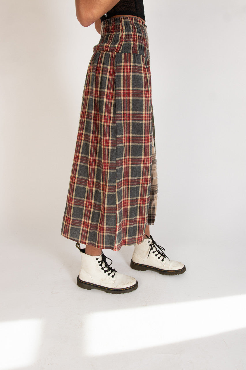 Patchwork Flannel Maxi Skirt