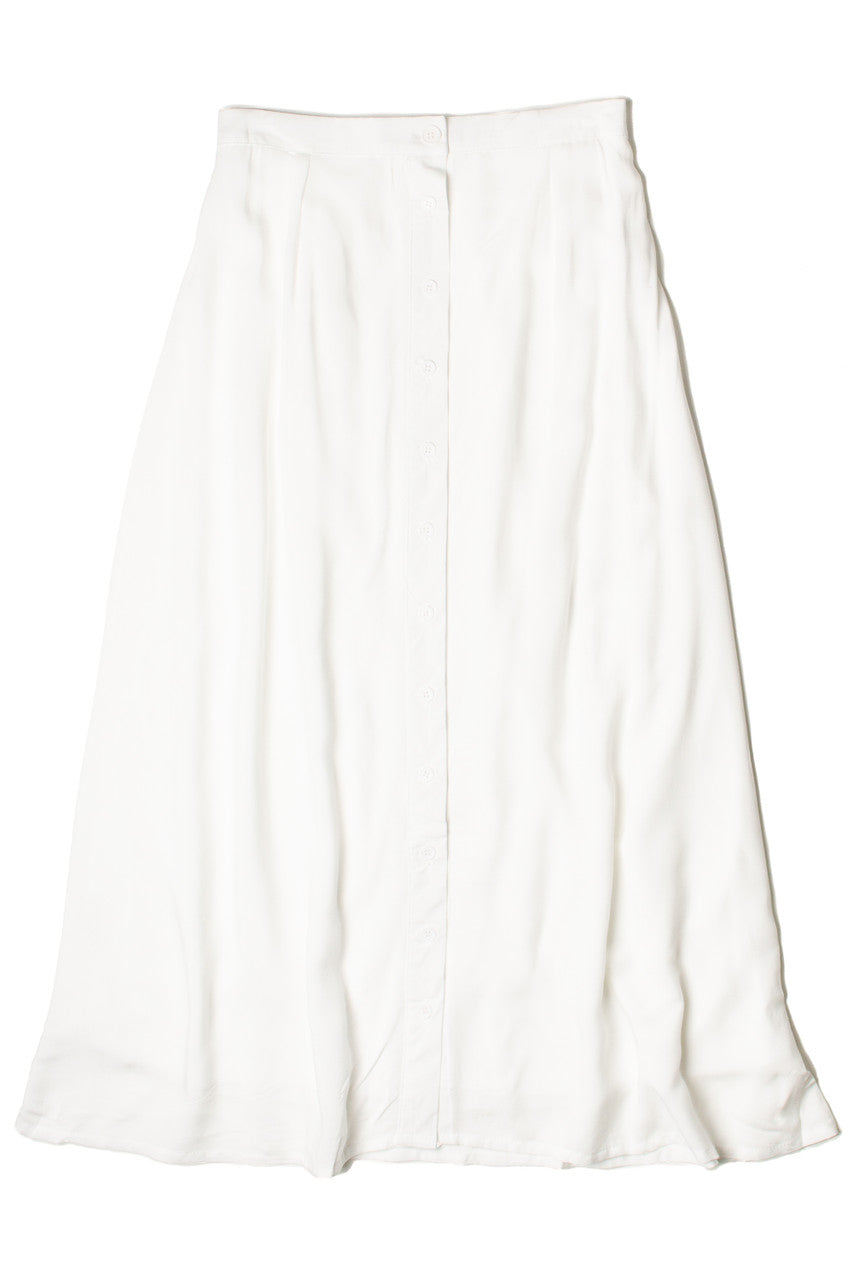 White Button Front Maxi Skirt