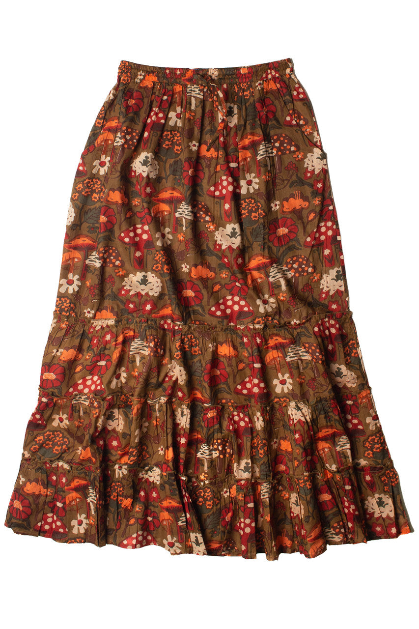 Floral Mushroom Maxi Skirt