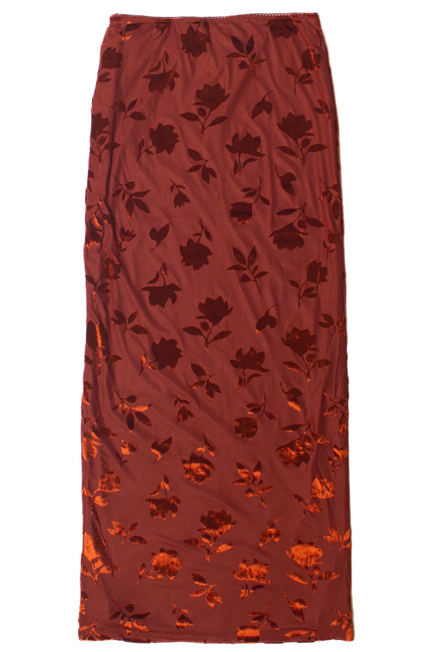 Floral Velvet Burnout Maxi Skirt