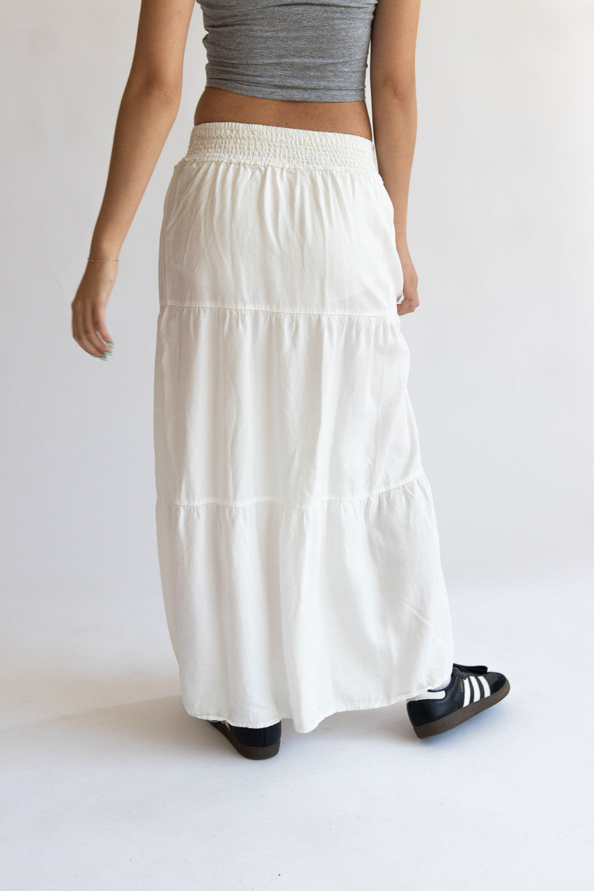 Smocked Waist Tiered Maxi Skirt