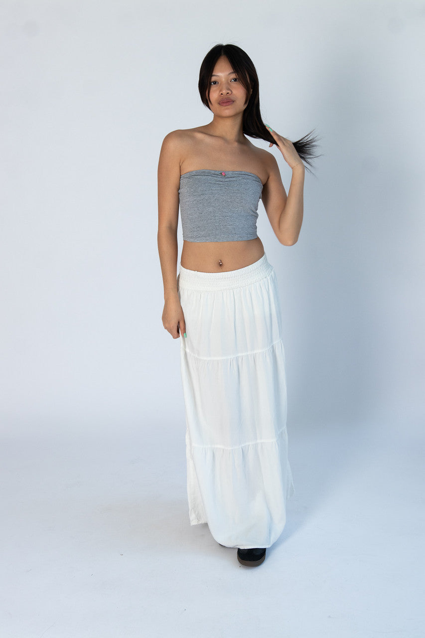 Smocked Waist Tiered Maxi Skirt