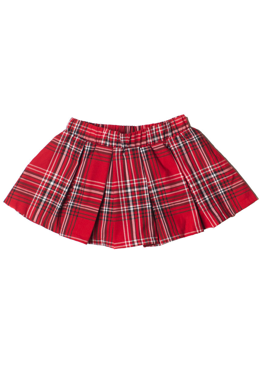 Pleated Plaid Mini Skort