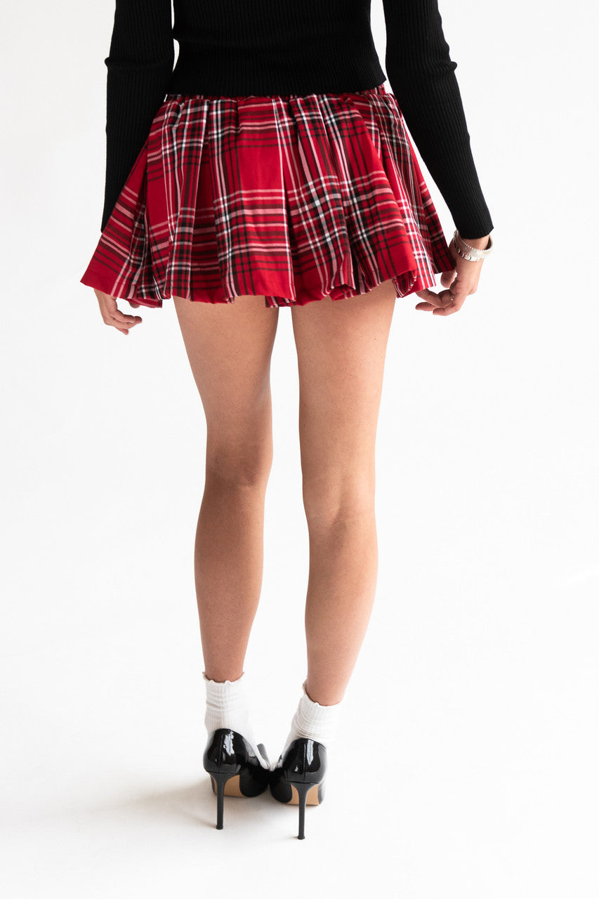 Pleated Plaid Mini Skort