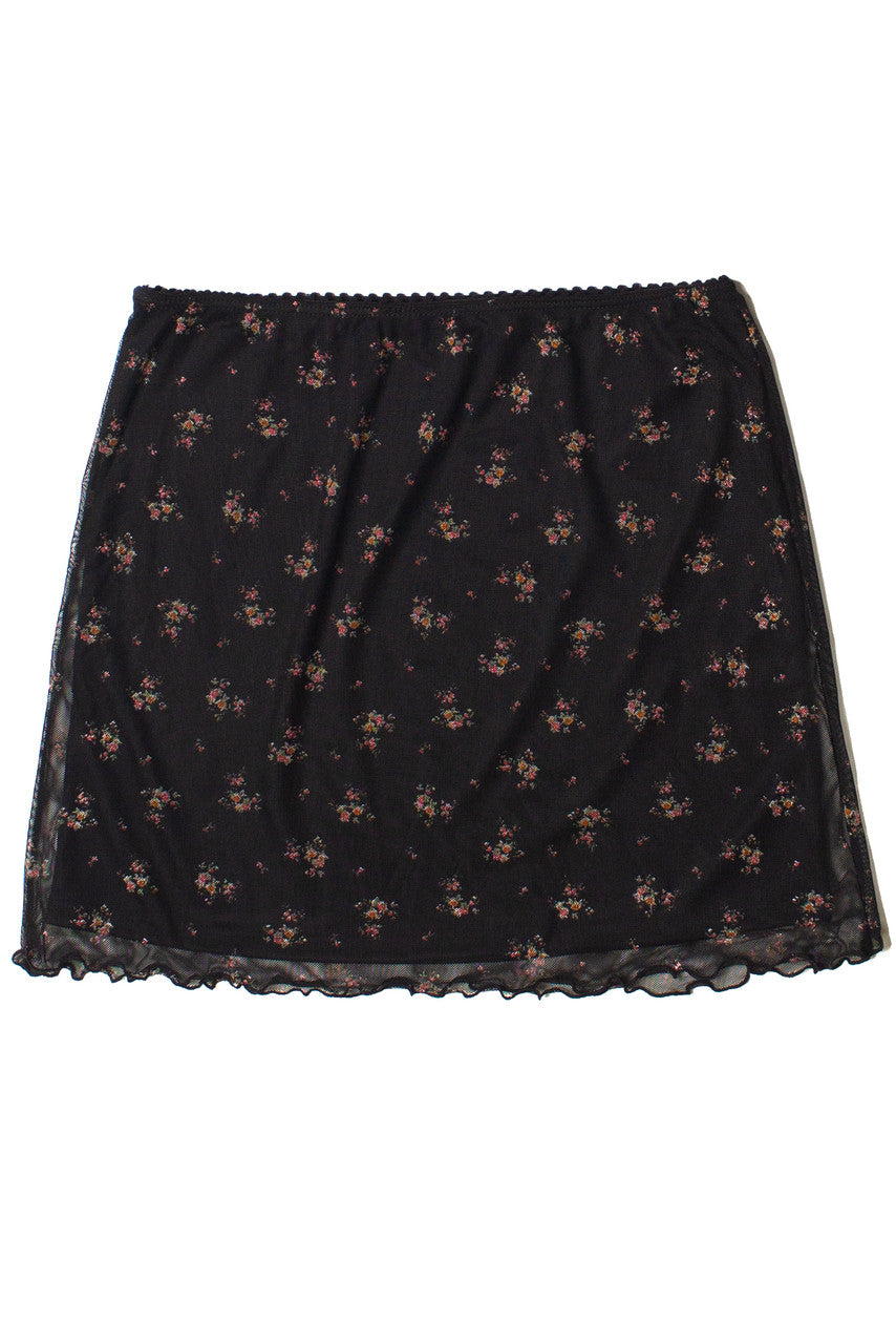 Floral Mesh Mini Skirt