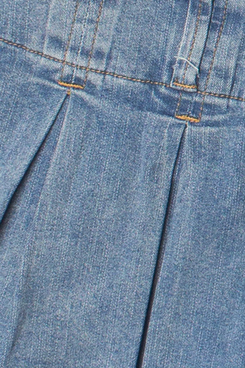 Low Rise Denim Pleated Mini Skort
