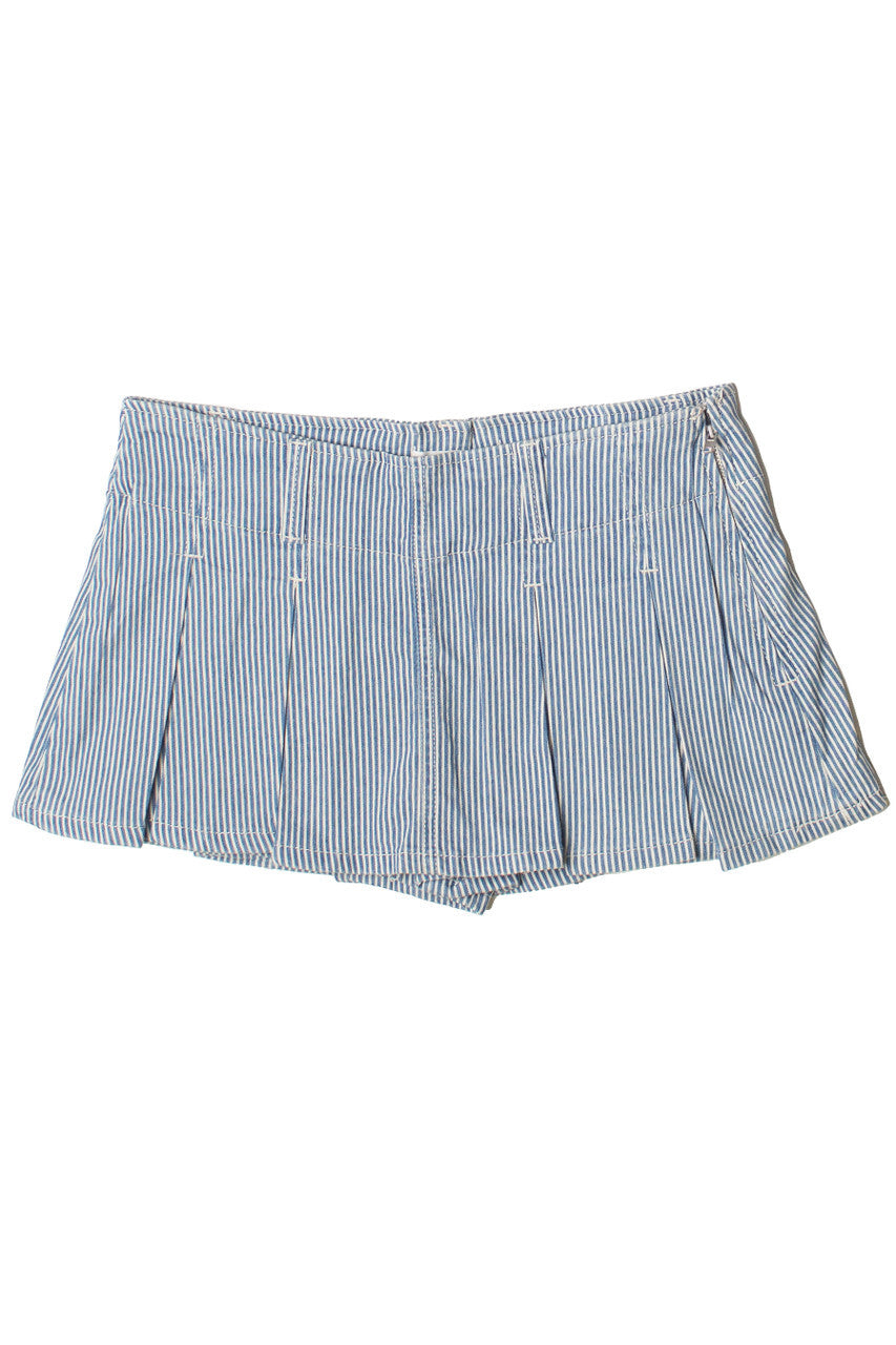 Low Rise Denim Pleated Mini Skort