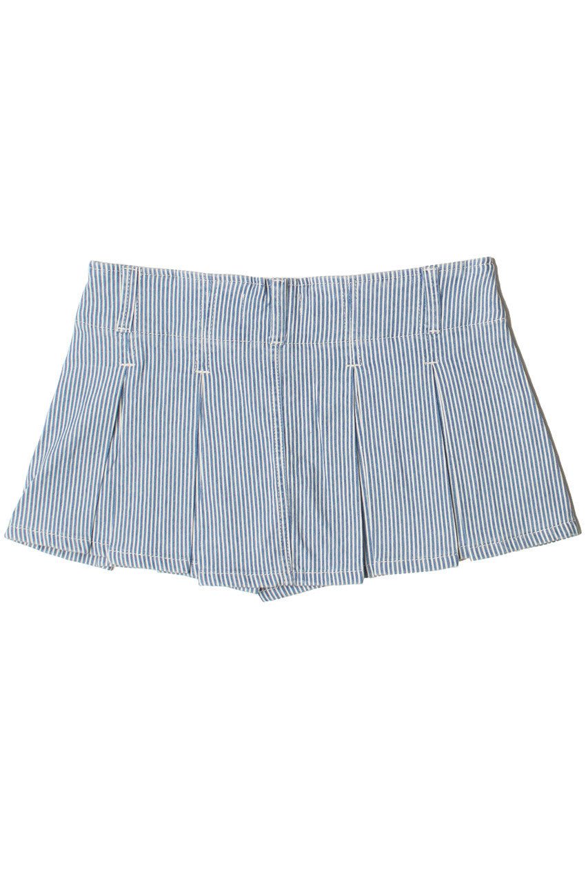 Low Rise Denim Pleated Mini Skort