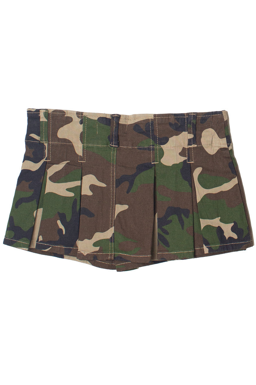 Low Rise Denim Pleated Mini Skort