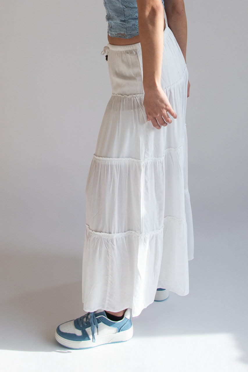 Drawstring Maxi Tier Skirt