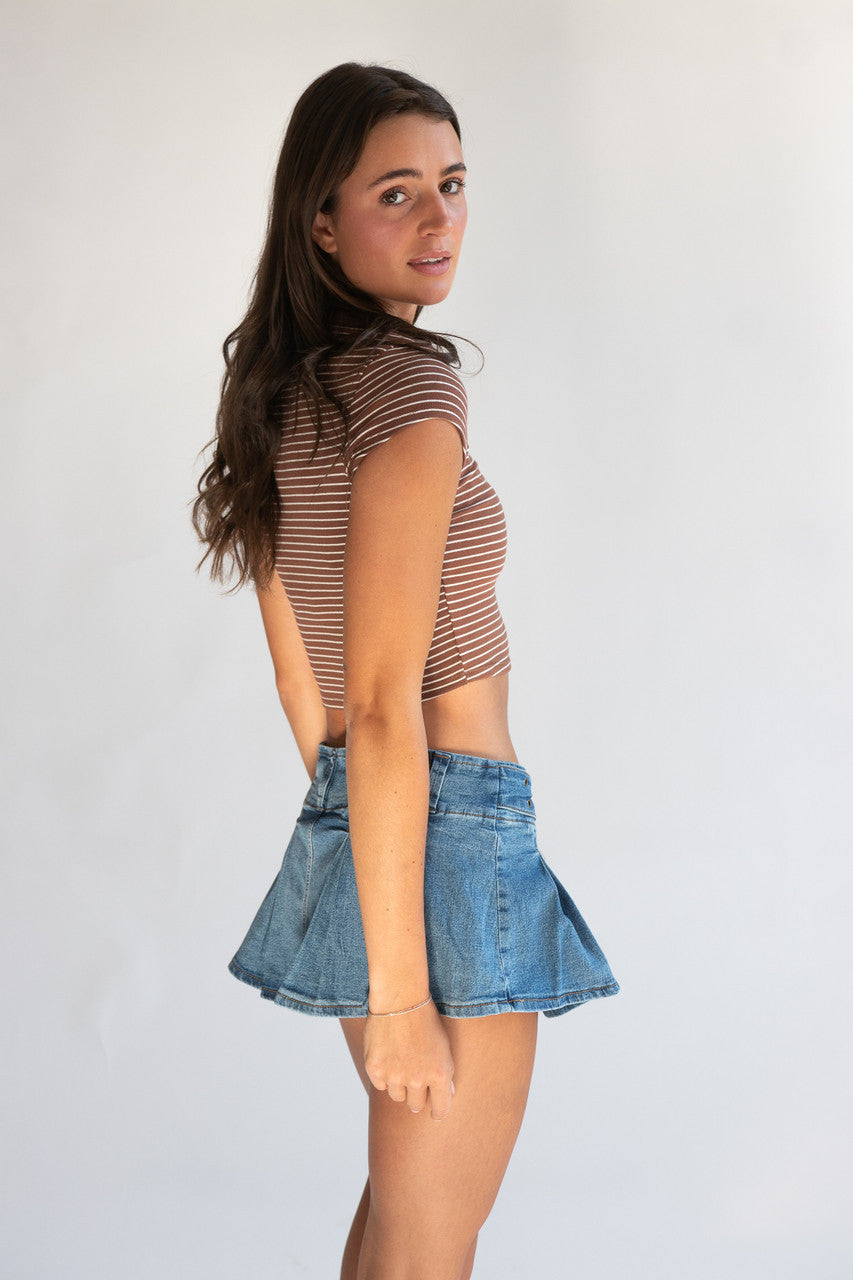Low Rise Belted Mini Skort
