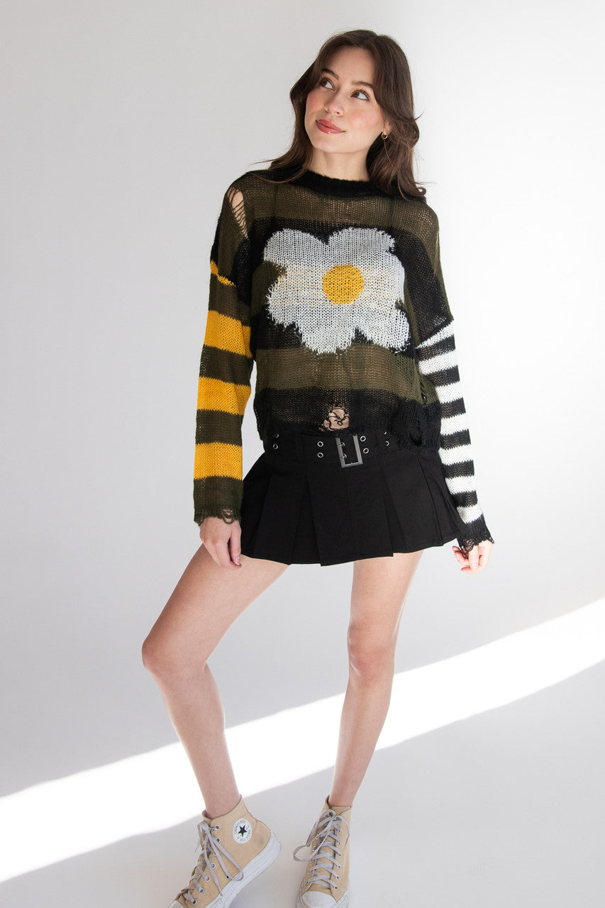 Pleated Belted Mini Skort