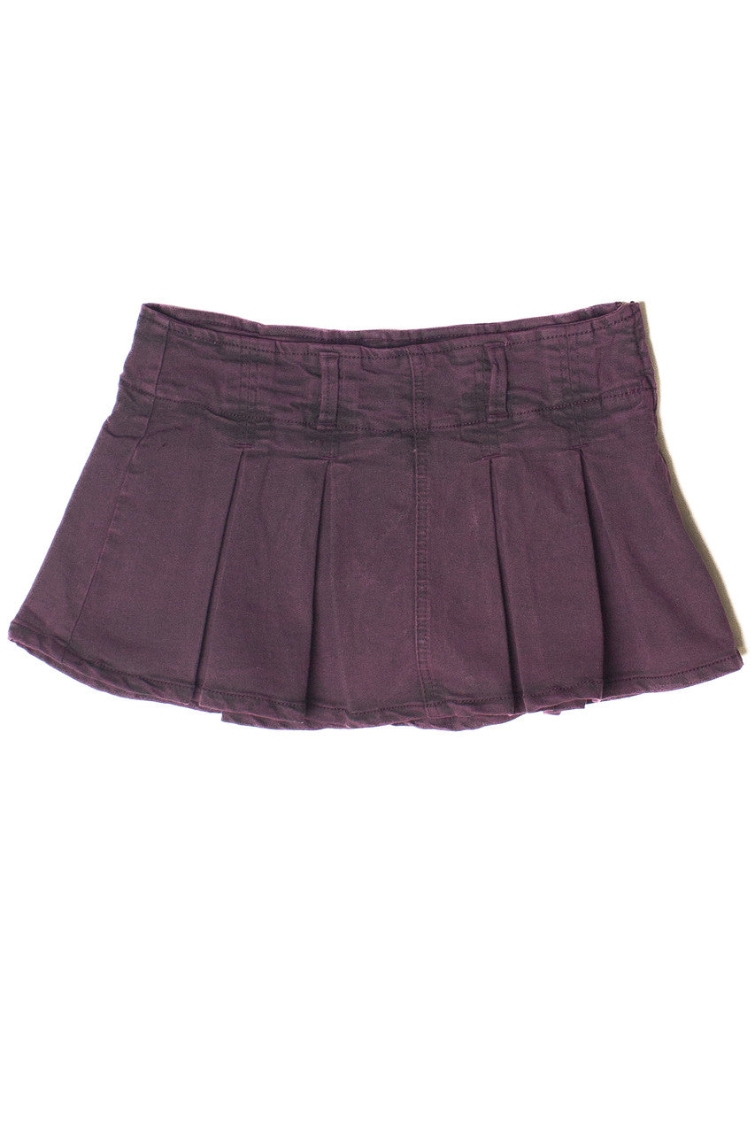 Low Rise Denim Pleated Mini Skort