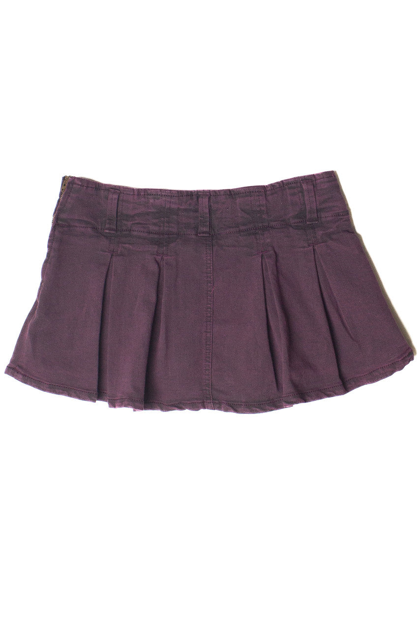 Low Rise Denim Pleated Mini Skort
