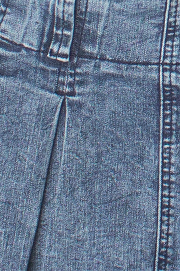 Low Rise Denim Pleated Mini Skort