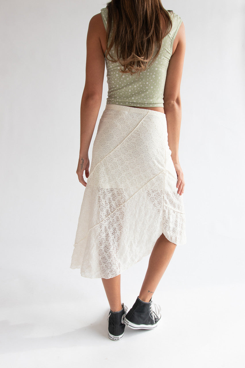 Asymmetrical Lace Maxi Skirt