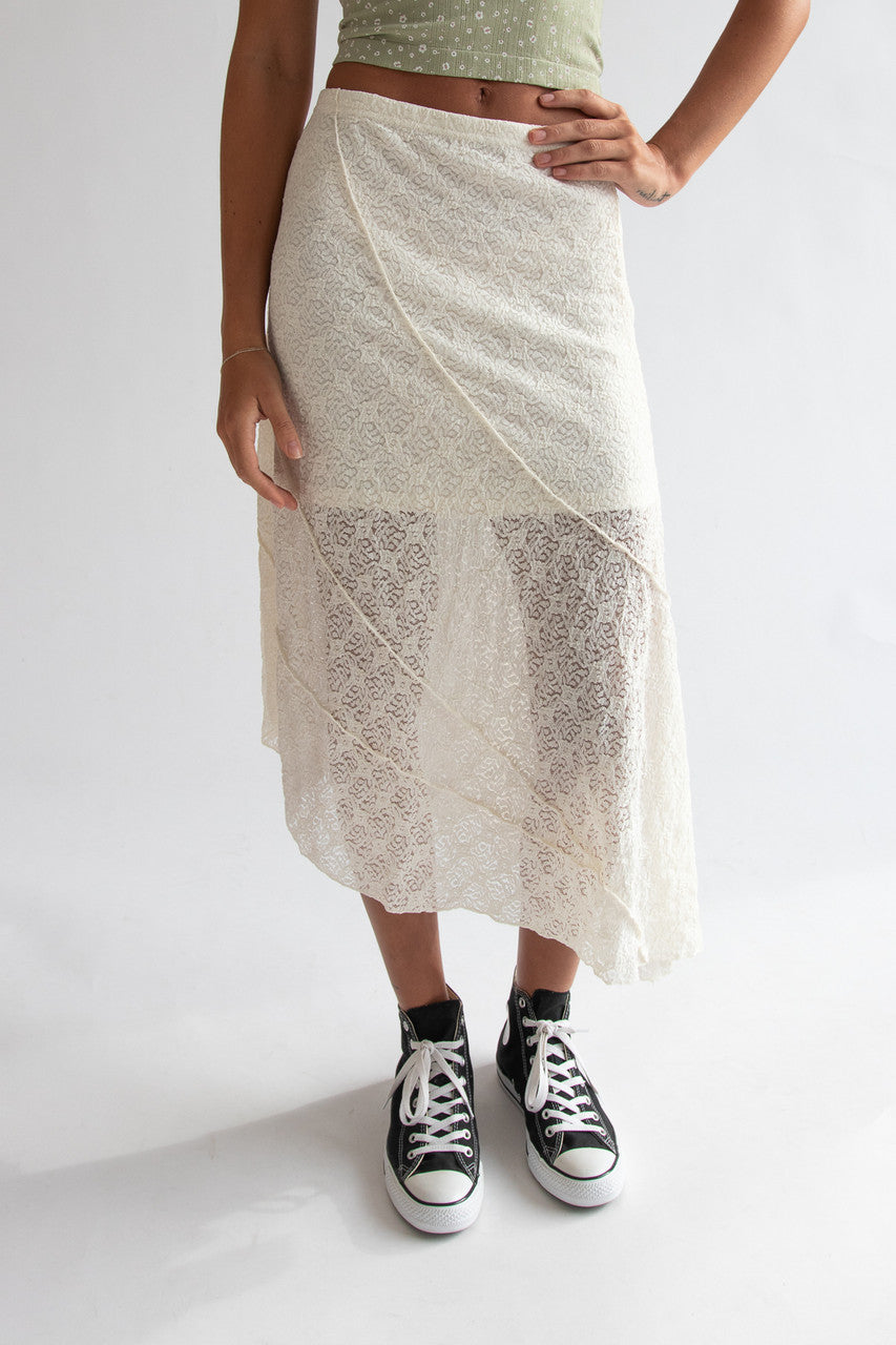 Asymmetrical Lace Maxi Skirt