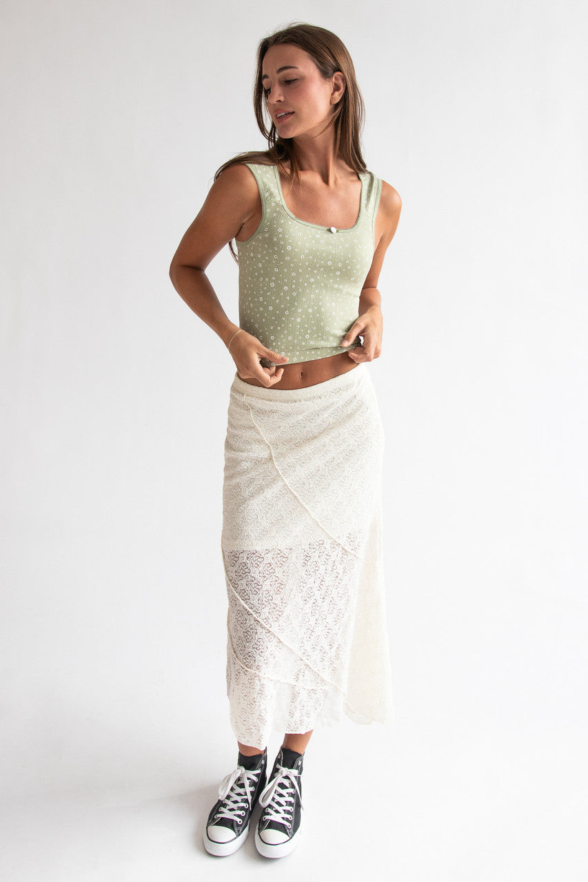 Asymmetrical Lace Maxi Skirt