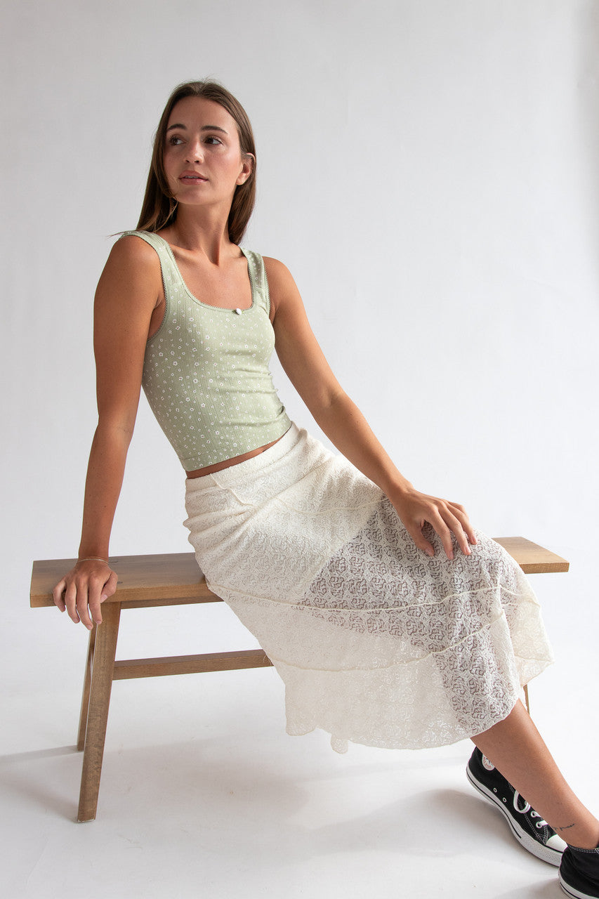 Asymmetrical Lace Maxi Skirt