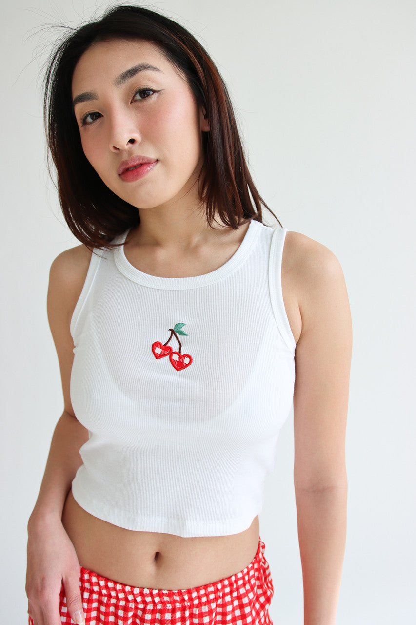 Gingham Cherry Hearts Tank