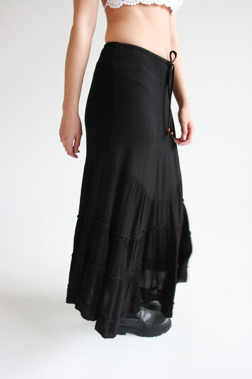 Smocked Waist Ruffle Trim Maxi Skirt
