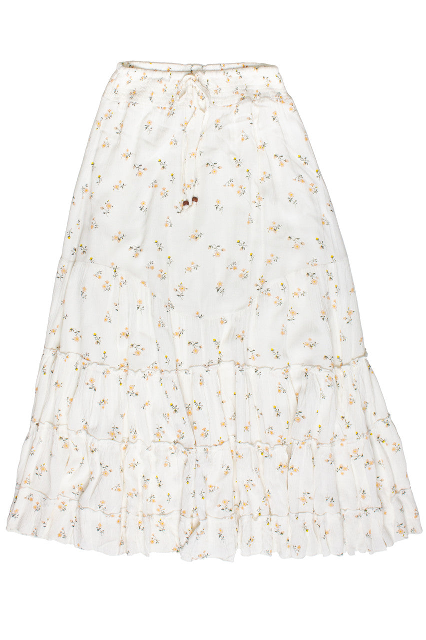 Smocked Waist Ruffle Trim Maxi Skirt