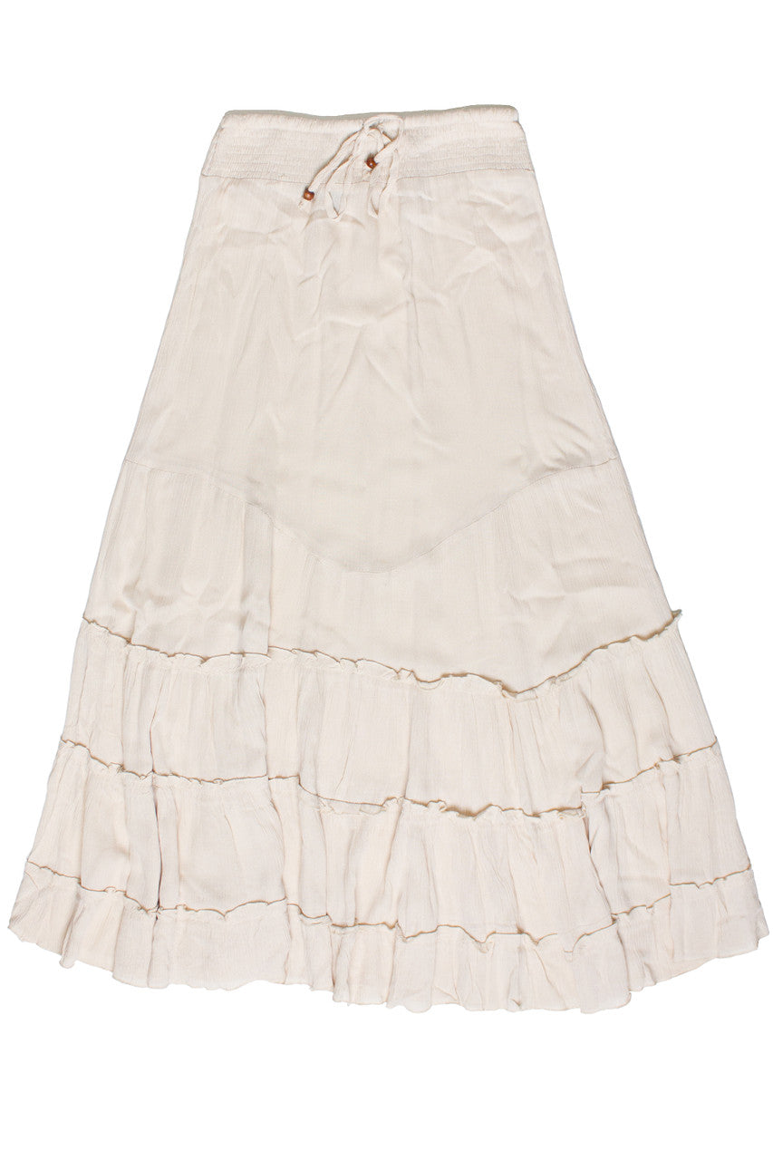 Smocked Waist Ruffle Trim Maxi Skirt