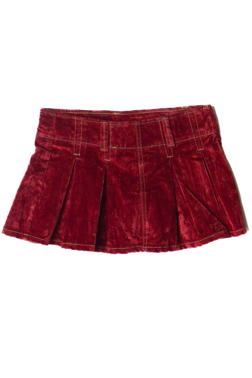 Low Rise Velvet Suede Mini Skort