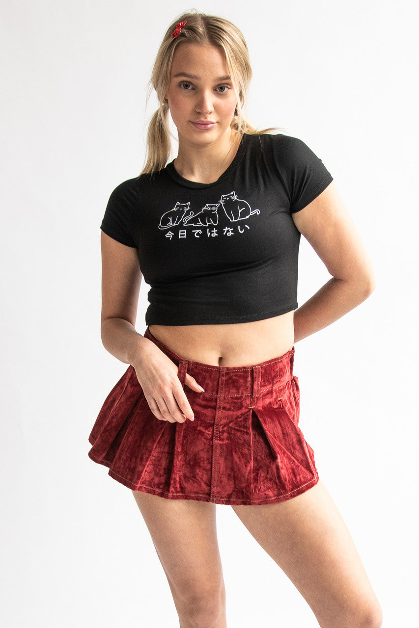 Low Rise Velvet Suede Mini Skort