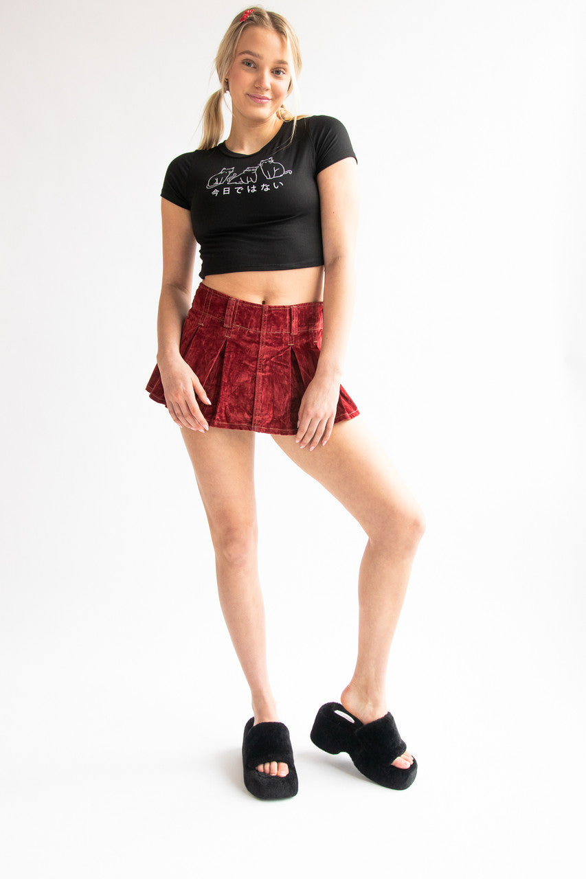 Low Rise Velvet Suede Mini Skort