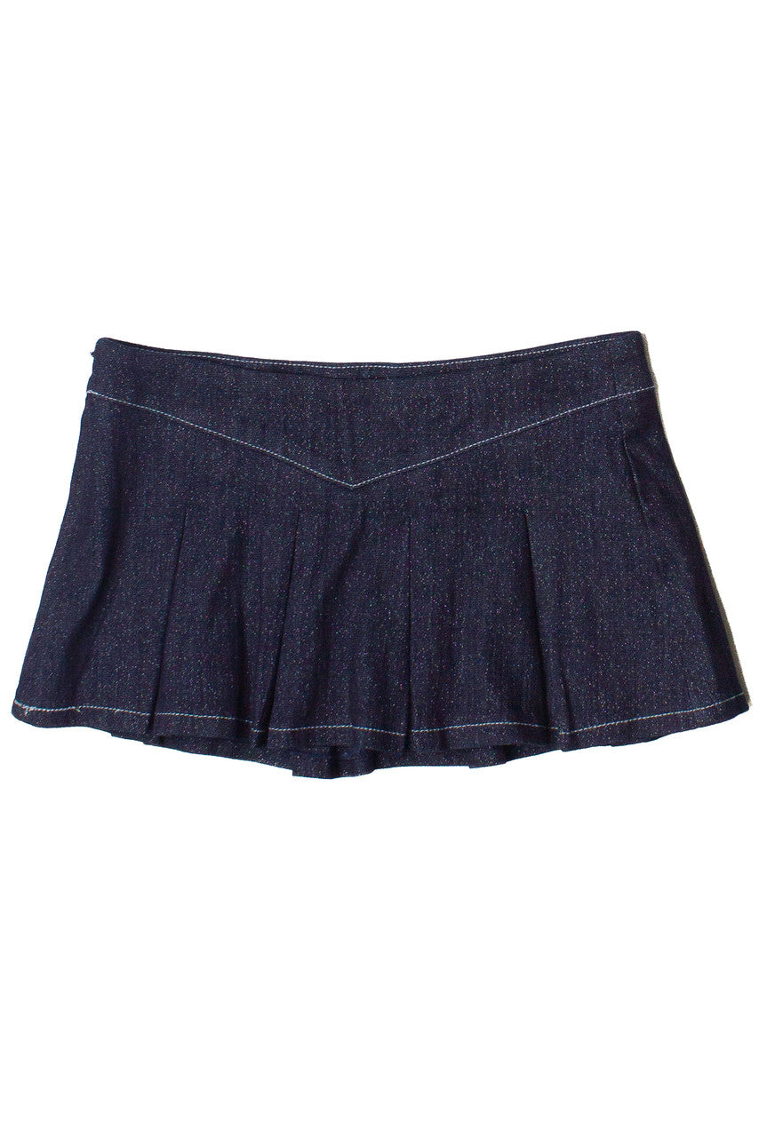 Low Rise Sparkle Denim Mini Skort