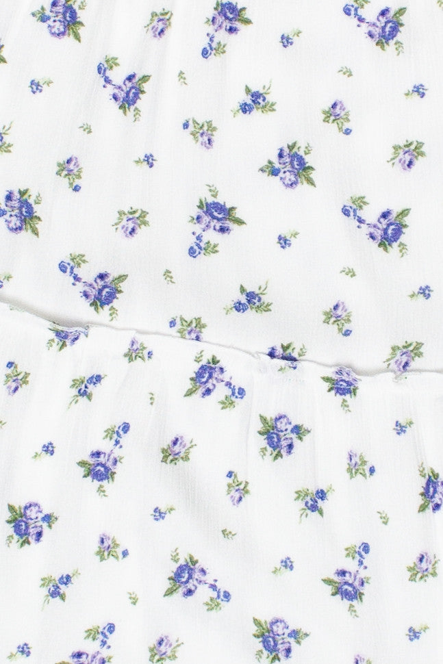 Rose Pattern Tiered Maxi Skirt