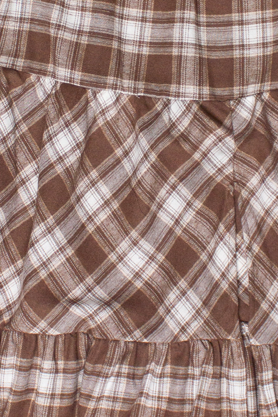 Tiered Flannel Maxi Skirt - Brown
