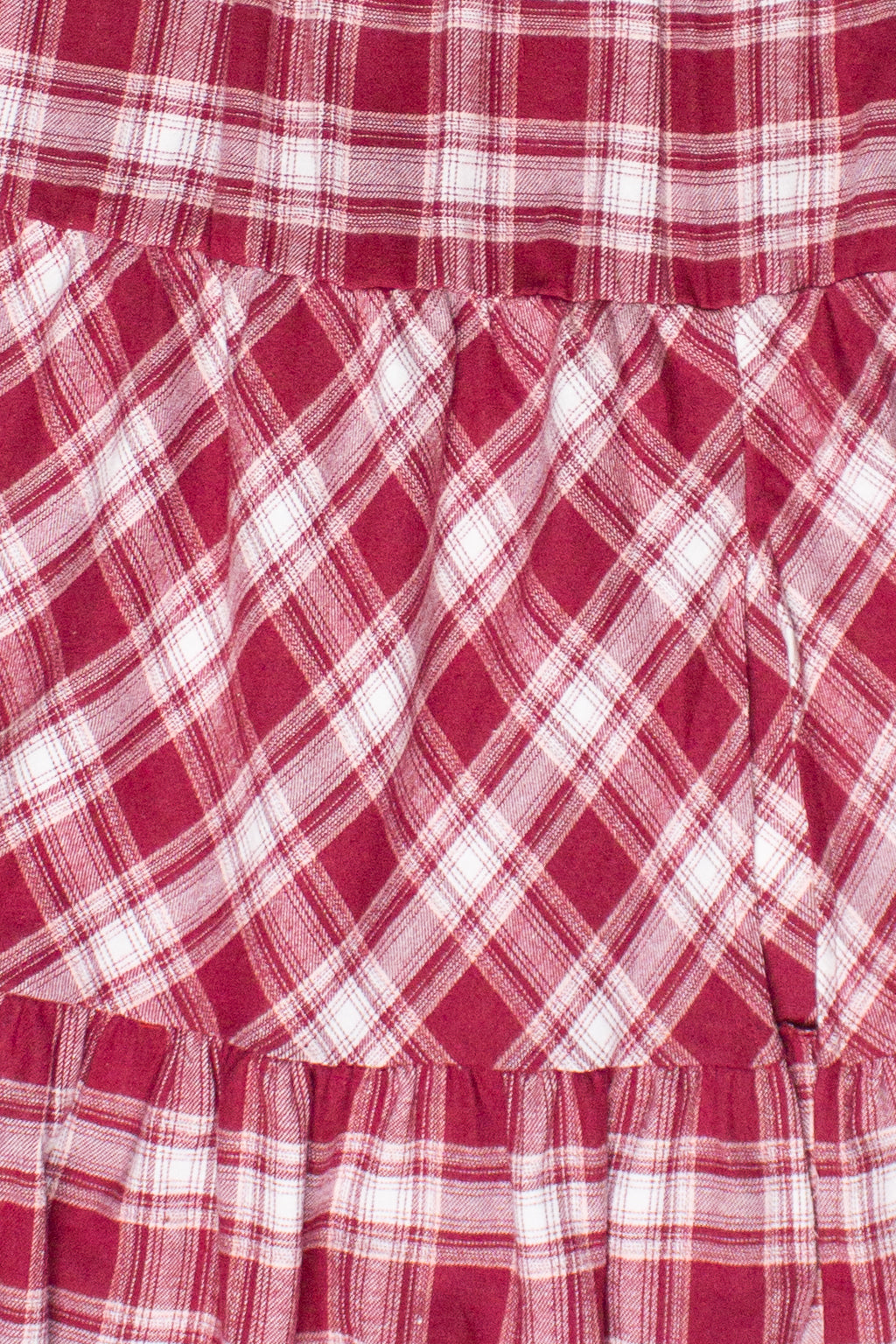 Tiered Flannel Maxi Skirt - Red