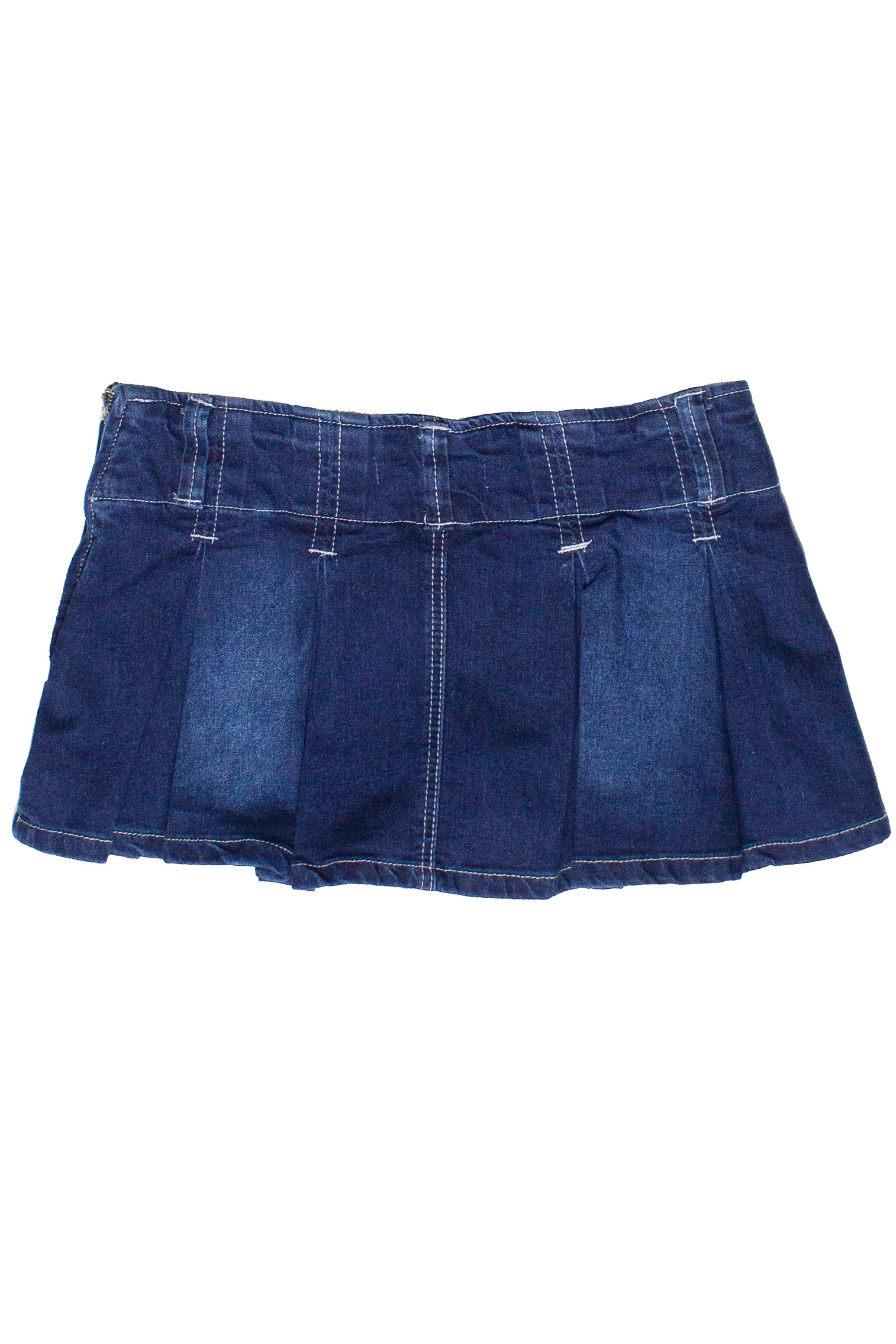 Low Rise Denim Pleated Mini Skort
