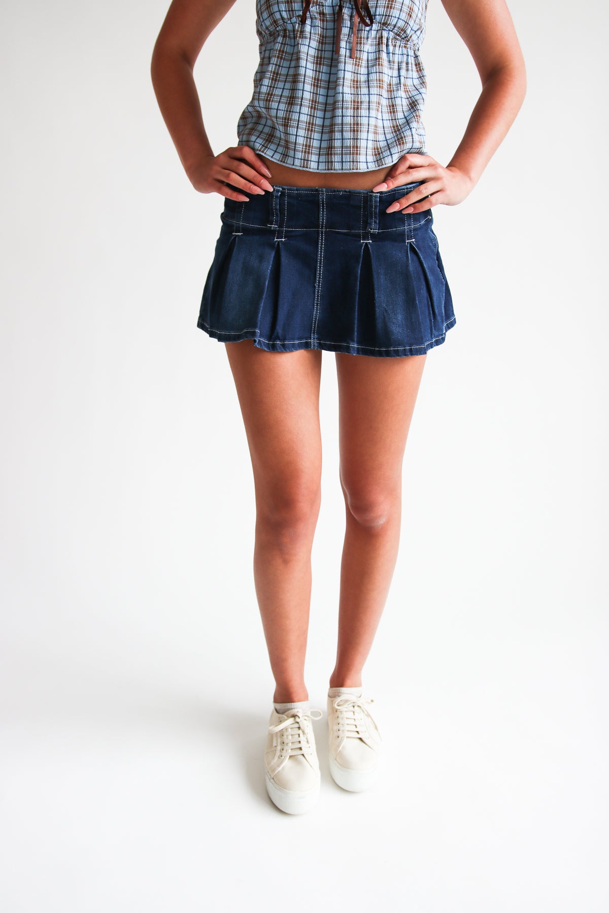 Dark Pleated Mini Skort