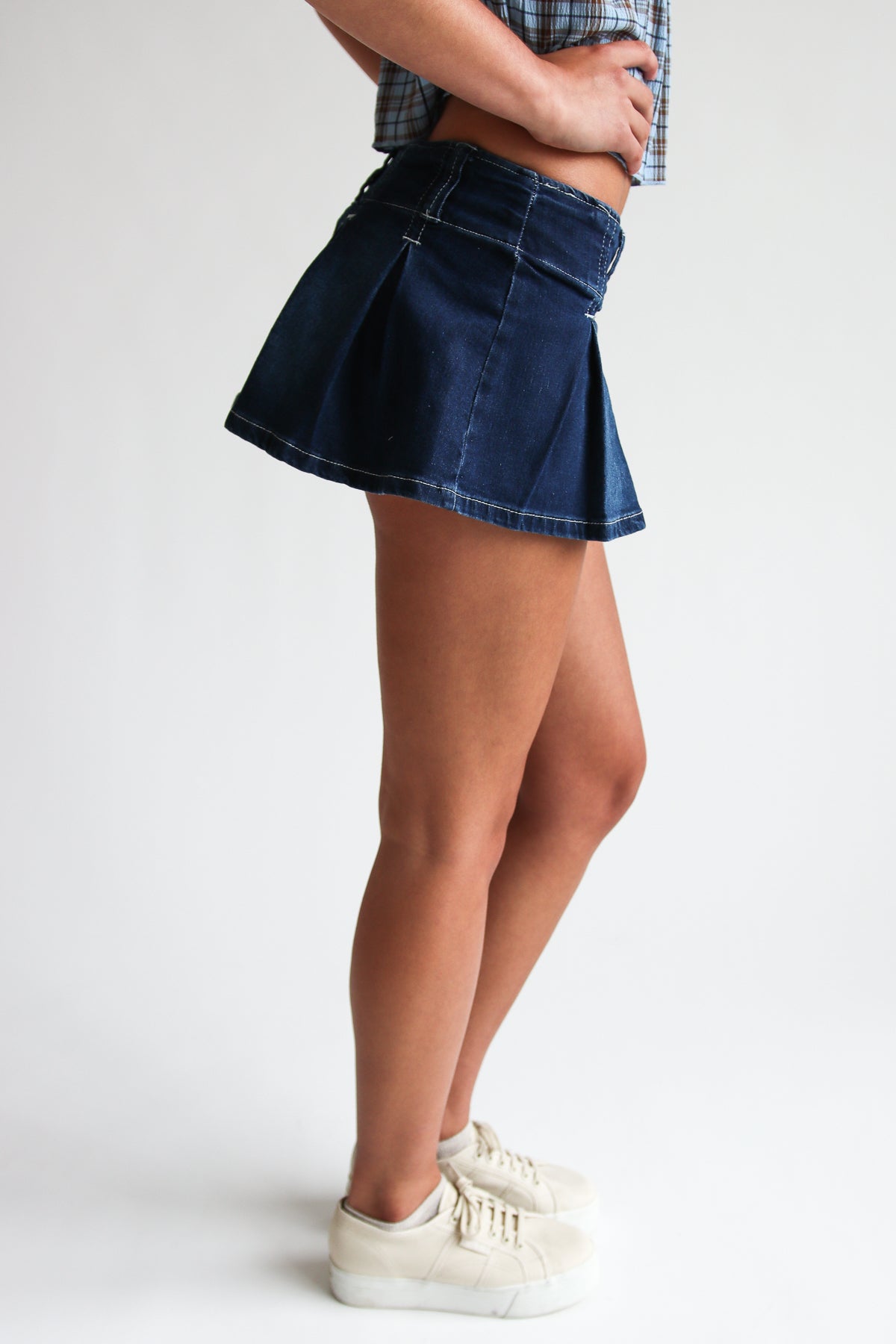Dark Pleated Mini Skort