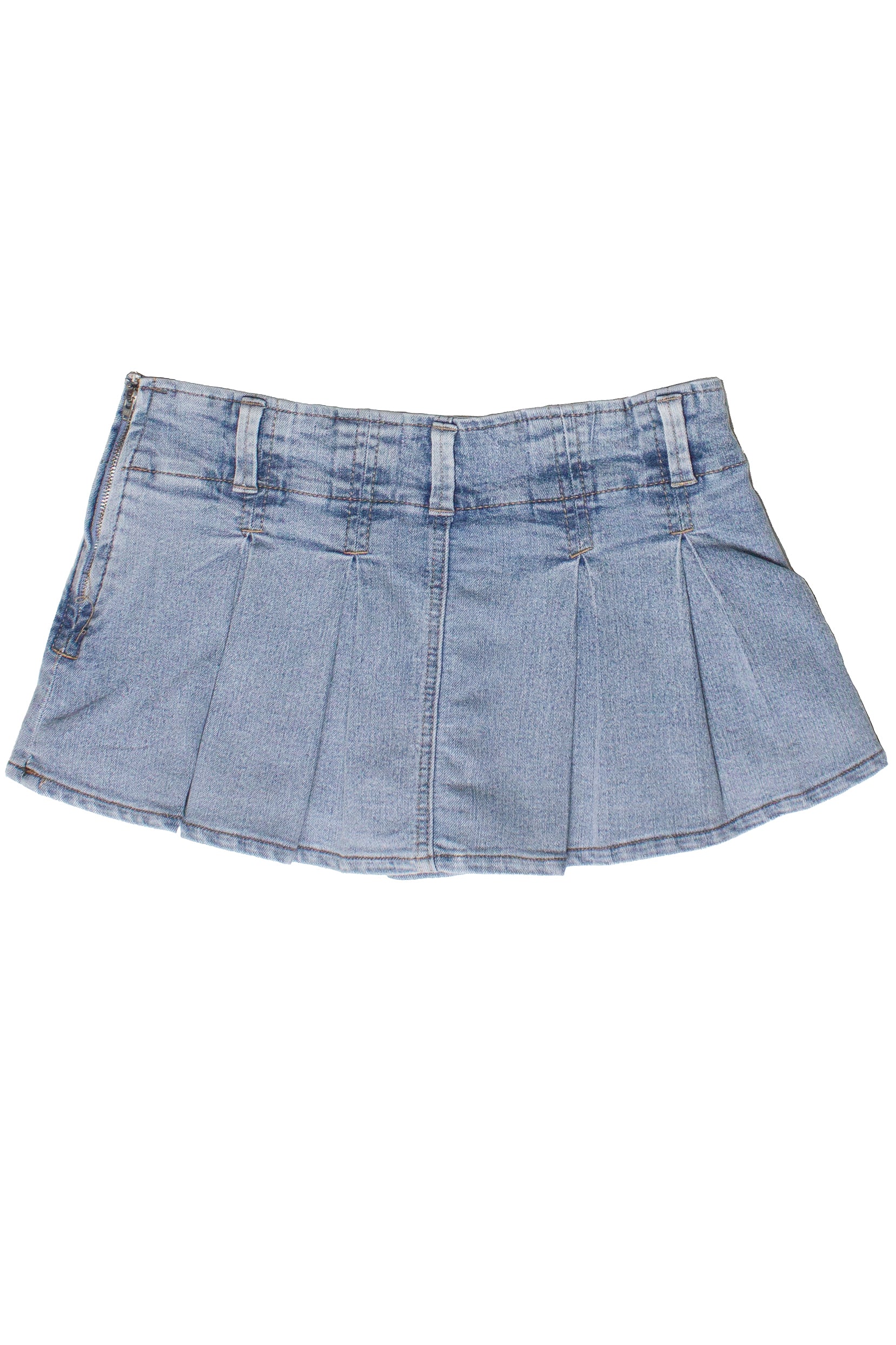 Low Rise Denim Pleated Mini Skort