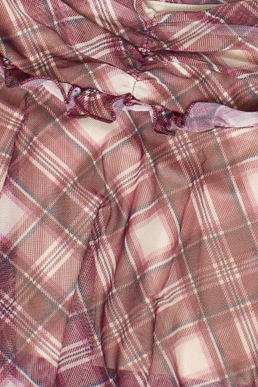 Plaid Mesh Hanky Hem Mini Skirt