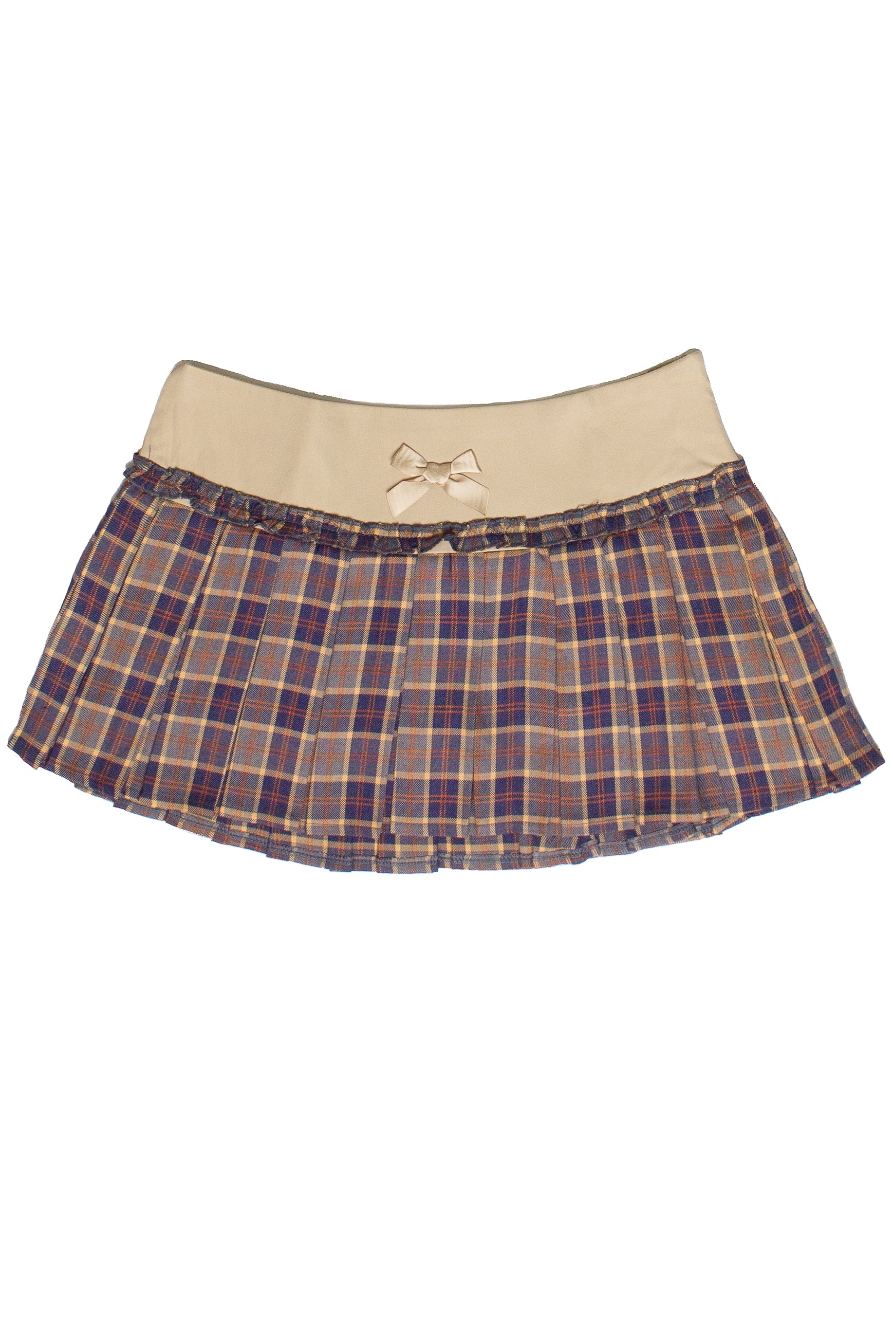 Ribbon Bow Plaid Pleated Skort