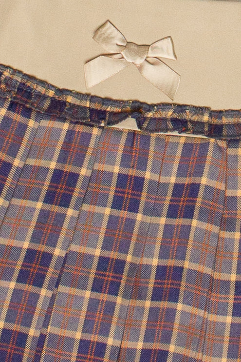 Ribbon Bow Plaid Pleated Skort