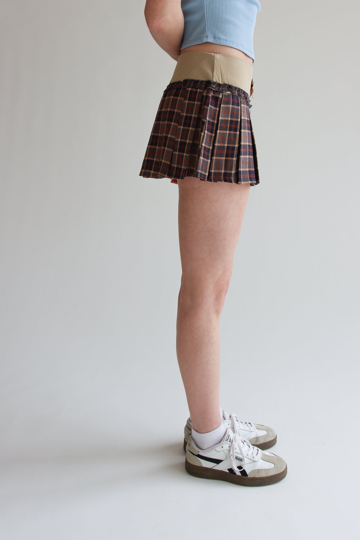 Ribbon Bow Plaid Pleated Skort