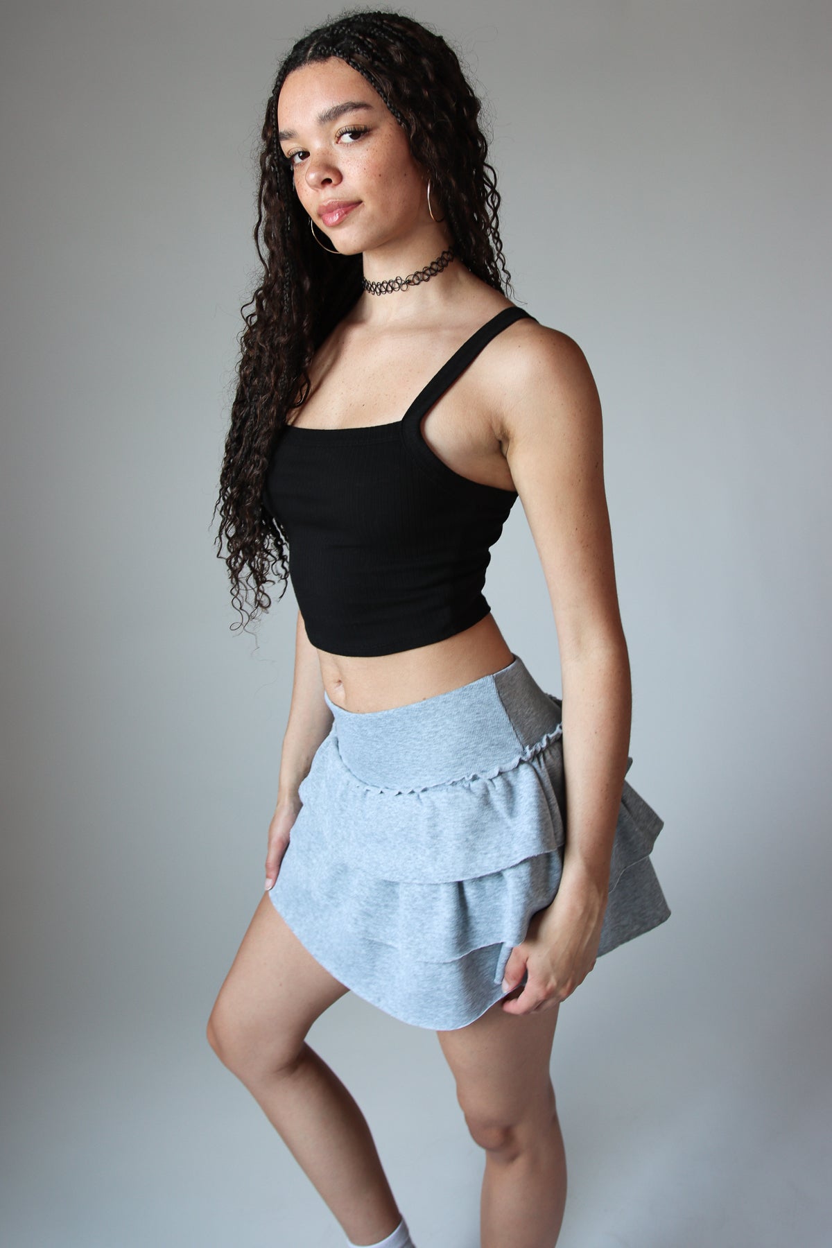 Fleece Ruffle Mini Skort