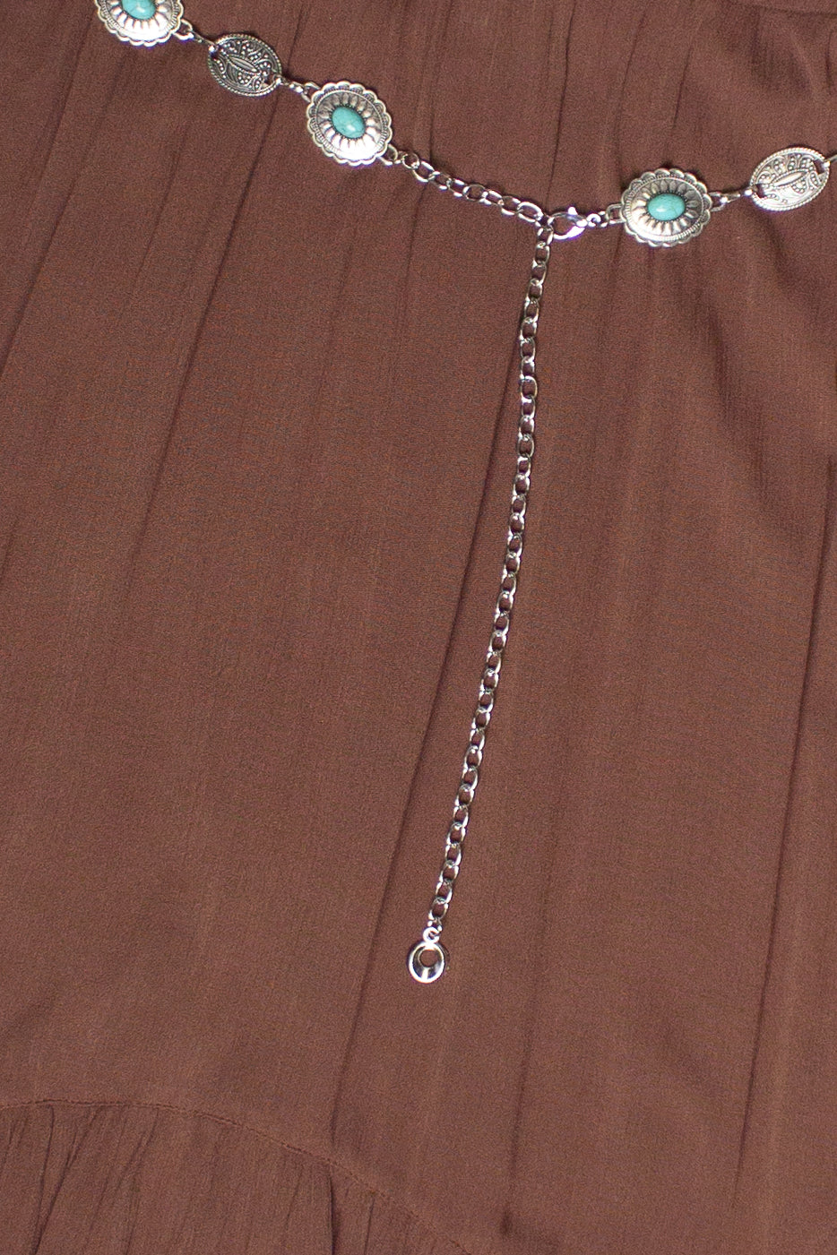 Turquoise Belt Hanky Hem Maxi Skirt