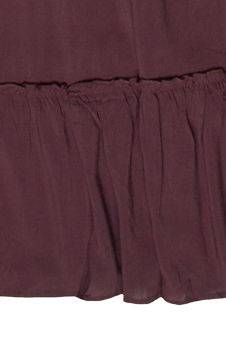 Belted Tiered Maxi Skirt - Brown