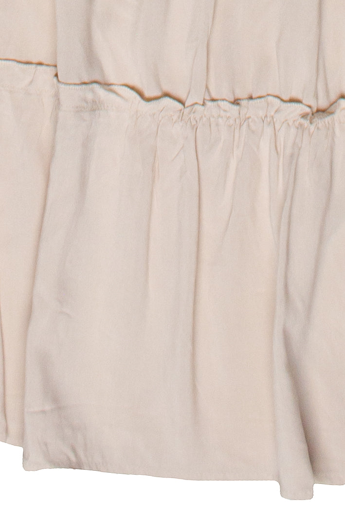 Belted Tiered Maxi Skirt - Beige