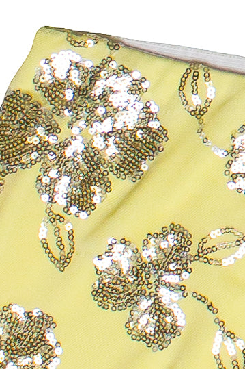 Flower Sequin Mesh Mini Skirt - Yellow