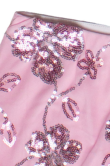 Flower Sequin Mesh Mini Skirt - Light Pink